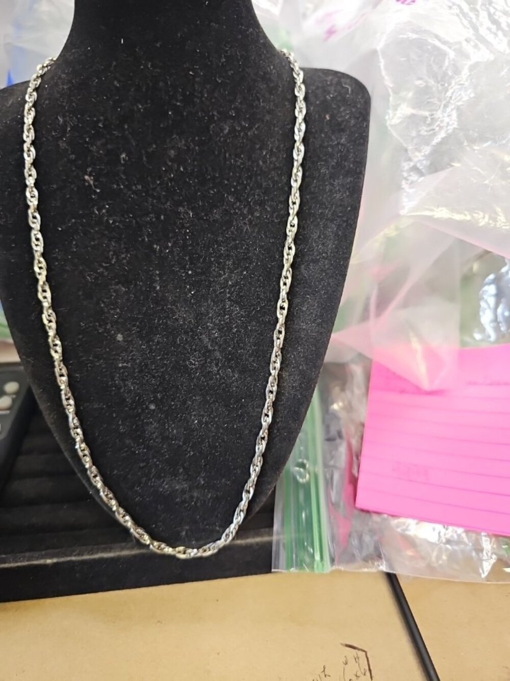 Necklace Silvertone 22" Inch Rope Chain Lobster Closure